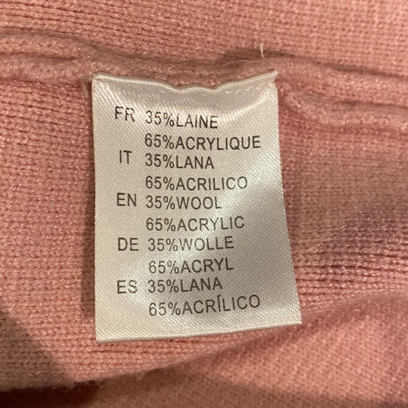 Pink Wool Blend Deer Appliqué 3/4 Sleeve Sweater Cozy Winter Tunic NWOT - Picture 15 of 16